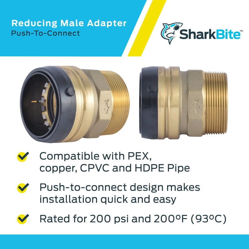 SharkBite 1 Inch MNPT Adapter, Pack of 6, Push to Connect Brass Plumbing Fitting, PEX Pipe, Copper, CPVC, PE-RT, HDPE, U140LF - Image 4